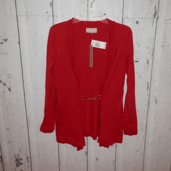 NEW Joan Vass Women Small Red Cardigan Sweater Top - Picture 5 of 8